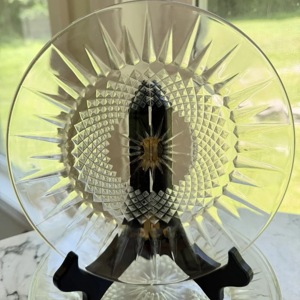 Vintage Cristal D'Arques-Durand Diamant Clear Glass Salad Plates 7